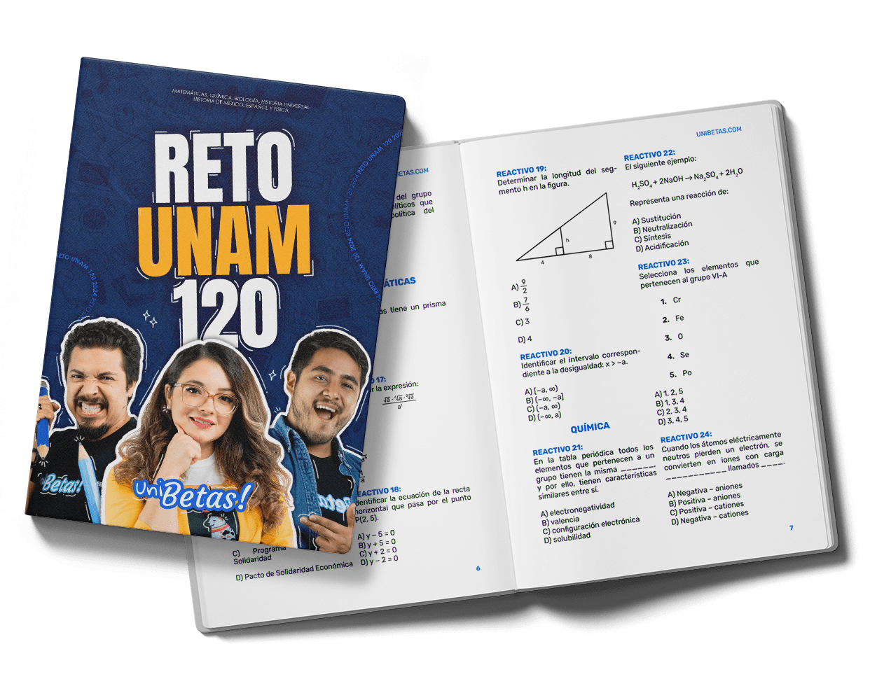 Reto UNAM 120 70 reactivos Unibetas