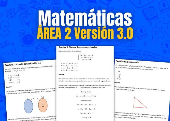 examen unam Matemáticas ÁREA 2 Versión 3.0