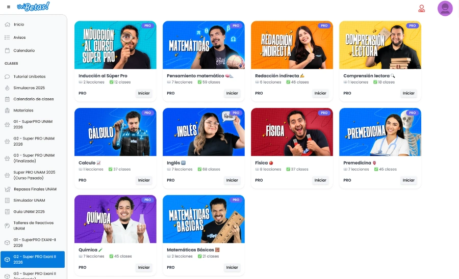 Materias curso universidad naval exani II